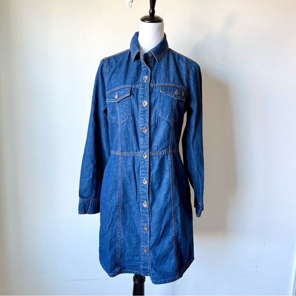 FRYE Long Sleeve Denim Button-Up Dress—SZ. Small